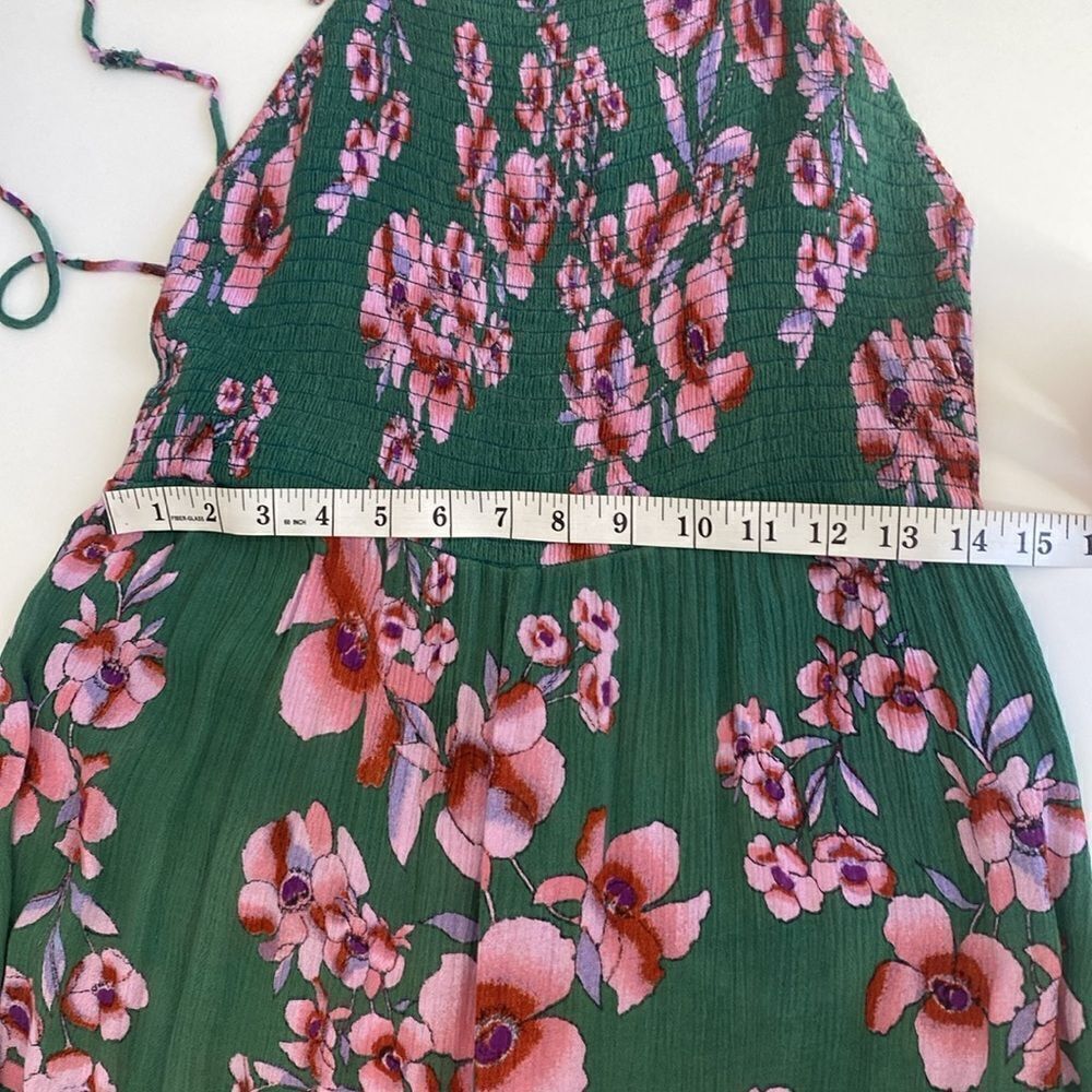 Free People Dark Green and Pink Garden Party Maxi Dress Size Medium - Picture 12 of 15